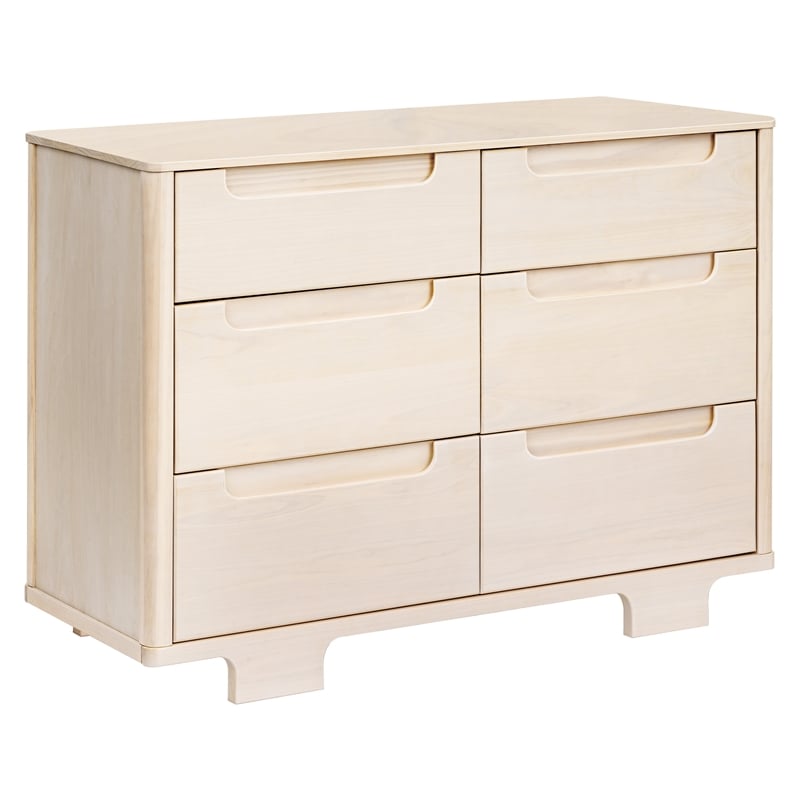 Pemberly Row Contemporary 6 Drawer Changer Dresser in Washed Natural
