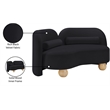 Pemberly Row Modern / Contemporary Black Velvet Fabric Loveseat