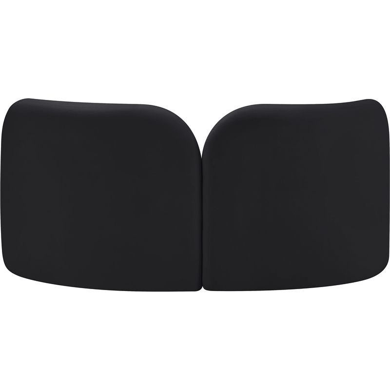Pemberly Row Modern / Contemporary Black Velvet Fabric Loveseat