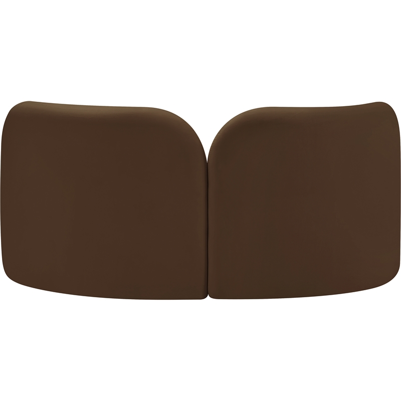 Pemberly Row Modern / Contemporary Brown Velvet Fabric Loveseat