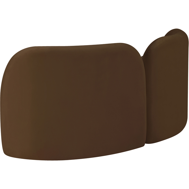 Pemberly Row Modern / Contemporary Brown Velvet Fabric Loveseat