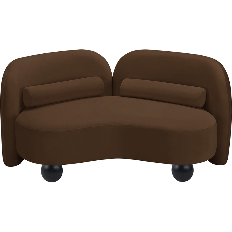Pemberly Row Modern / Contemporary Brown Velvet Fabric Loveseat