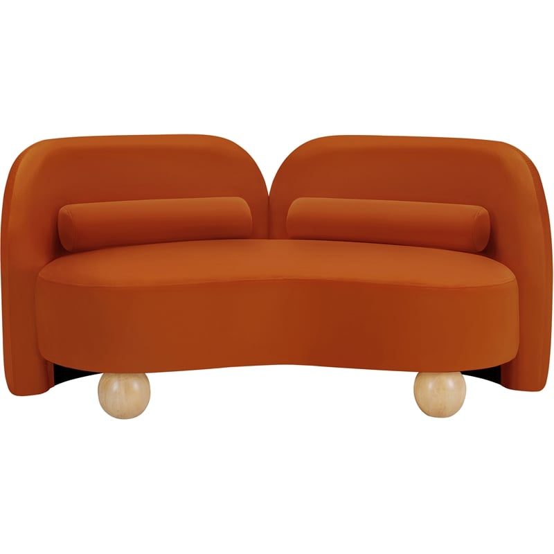 Pemberly Row Modern / Contemporary Cognac Velvet Fabric Loveseat