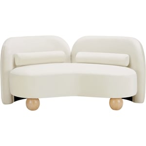 Pemberly Row Modern / Contemporary Cream Velvet Fabric Loveseat