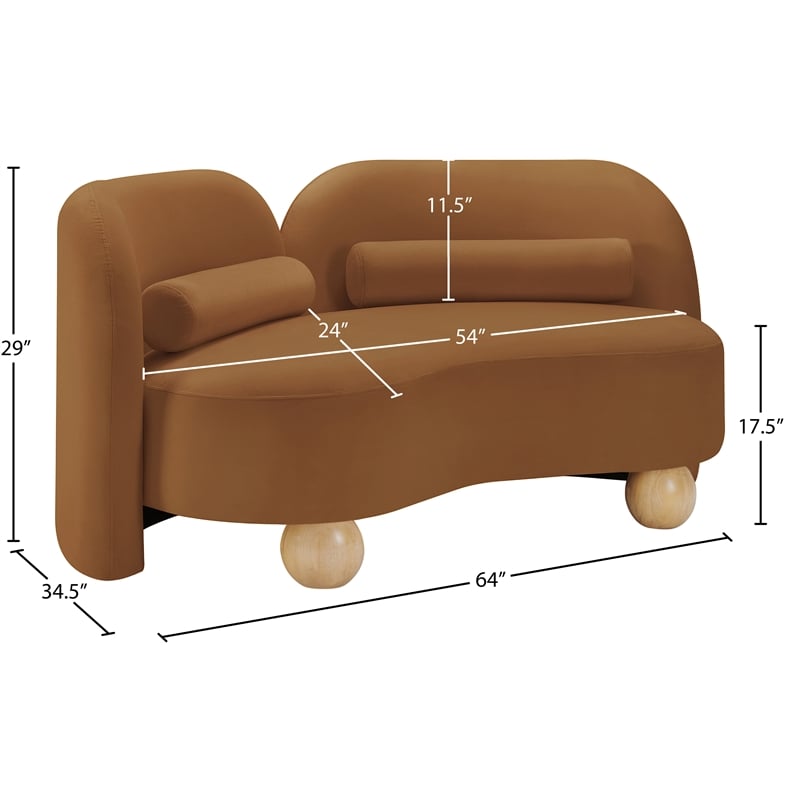 Pemberly Row Modern / Contemporary Saddle Velvet Fabric Loveseat