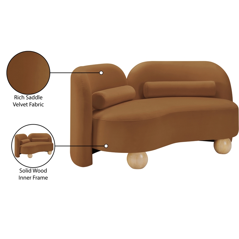 Pemberly Row Modern / Contemporary Saddle Velvet Fabric Loveseat