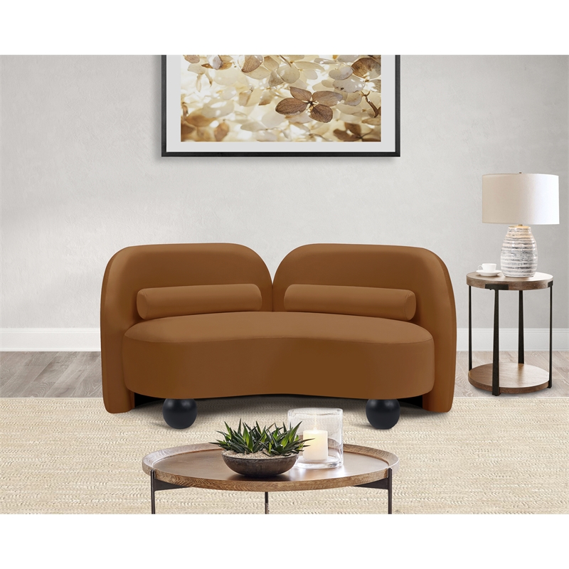 Pemberly Row Modern / Contemporary Saddle Velvet Fabric Loveseat
