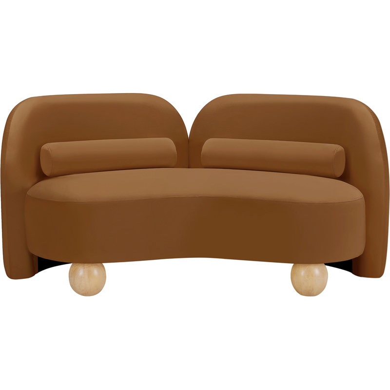 Pemberly Row Modern / Contemporary Saddle Velvet Fabric Loveseat