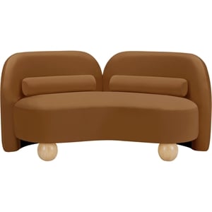 Pemberly Row Modern / Contemporary Saddle Velvet Fabric Loveseat