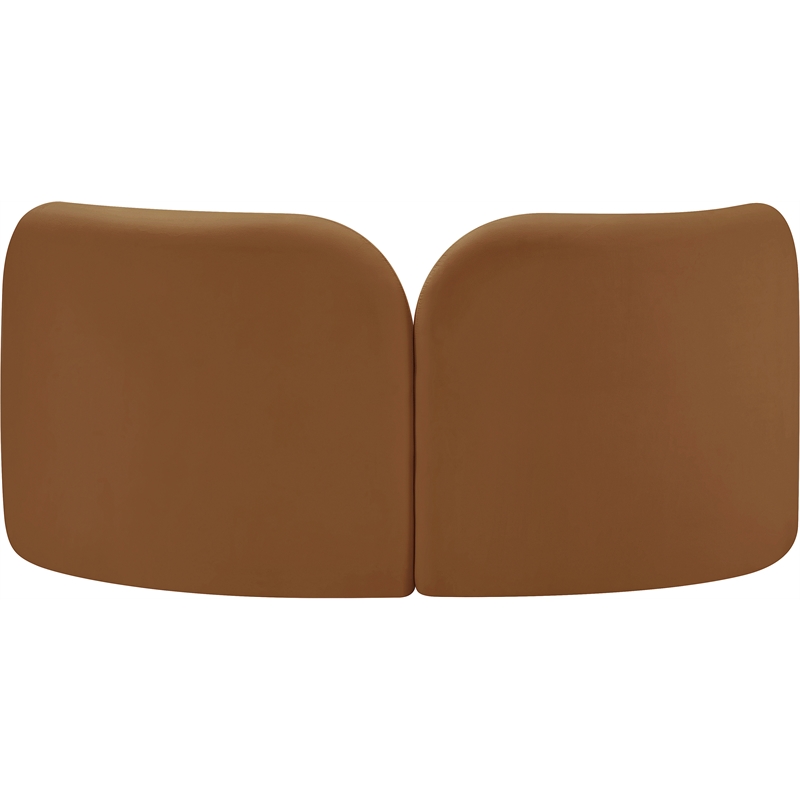 Pemberly Row Modern / Contemporary Saddle Velvet Fabric Loveseat