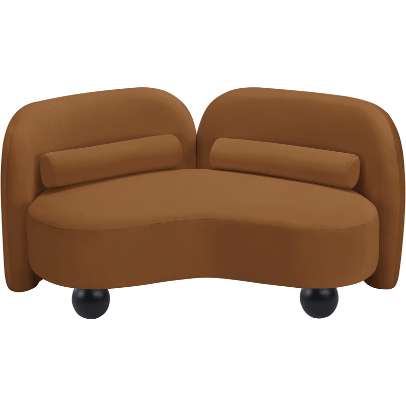 Pemberly Row Modern / Contemporary Saddle Velvet Fabric Loveseat