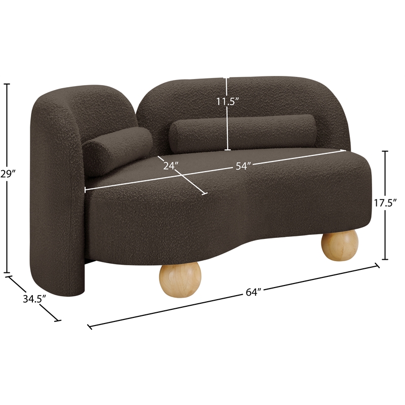 Pemberly Row Modern / Contemporary Brown Boucle Fabric Loveseat