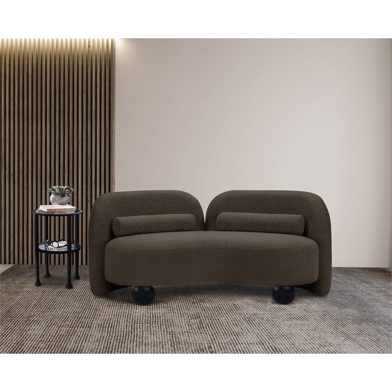 Pemberly Row Modern / Contemporary Brown Boucle Fabric Loveseat