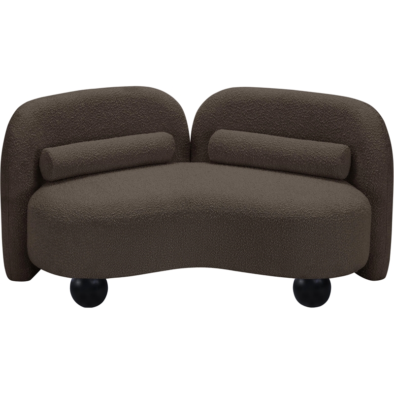 Pemberly Row Modern / Contemporary Brown Boucle Fabric Loveseat