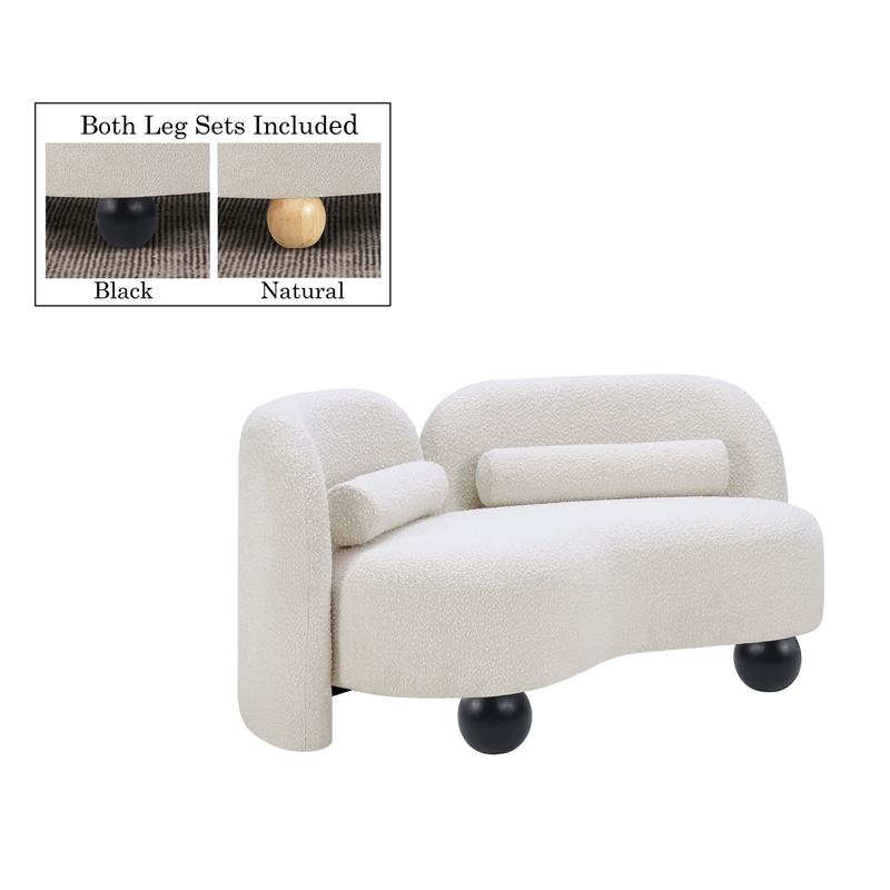 Pemberly Row Modern / Contemporary Cream Boucle Fabric Loveseat