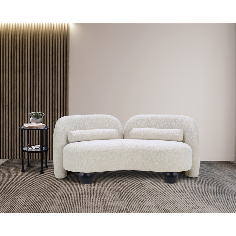 Pemberly Row Modern / Contemporary Cream Boucle Fabric Loveseat