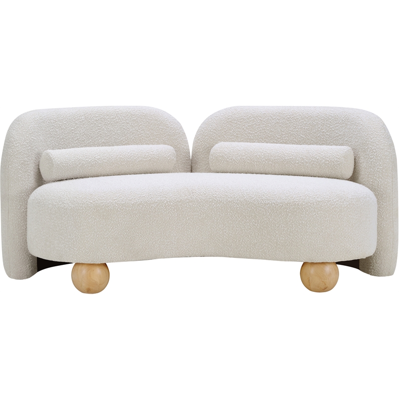 Pemberly Row Modern / Contemporary Cream Boucle Fabric Loveseat