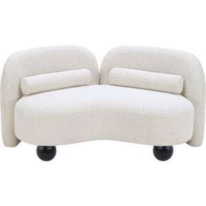 Pemberly Row Modern / Contemporary Cream Boucle Fabric Loveseat