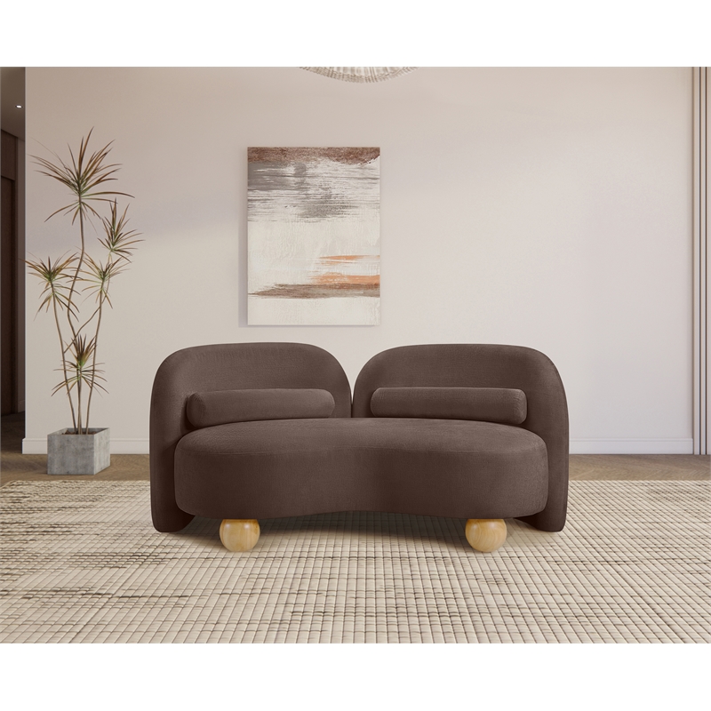 Pemberly Row Modern / Contemporary Brown Chenille Fabric Loveseat
