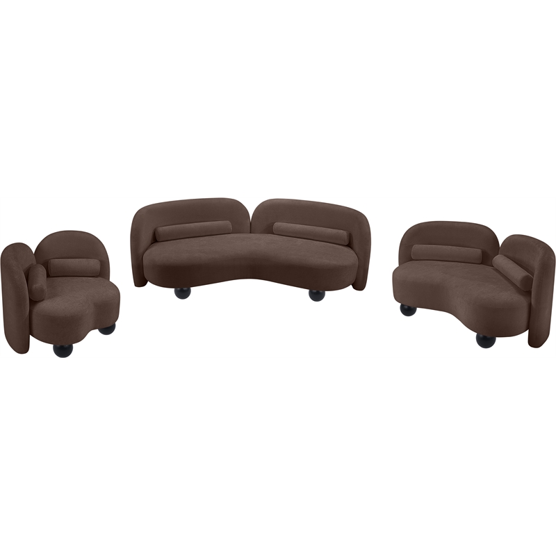 Pemberly Row Modern / Contemporary Brown Chenille Fabric Loveseat