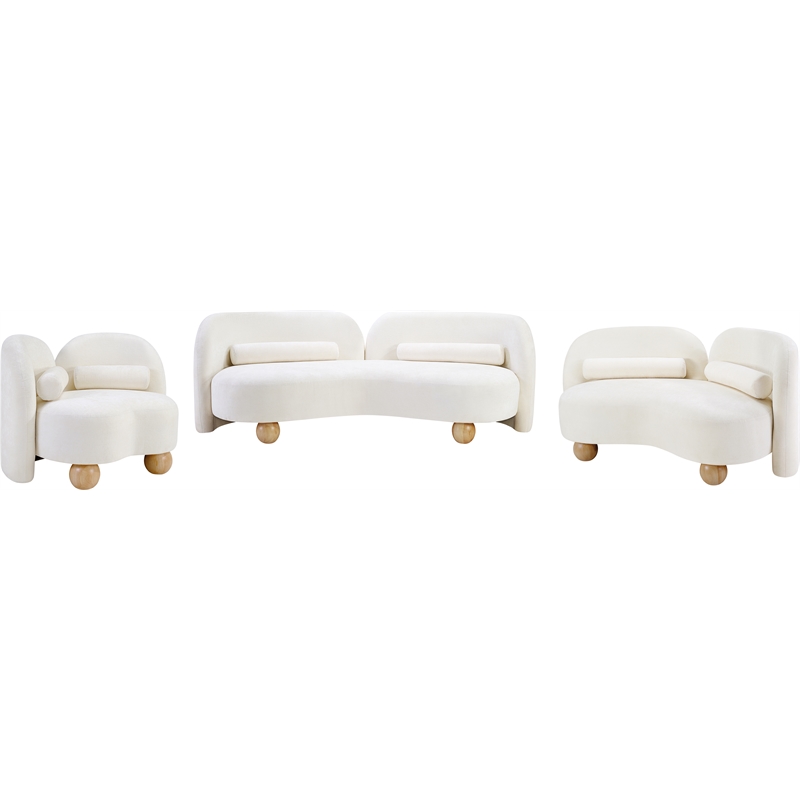 Pemberly Row Modern / Contemporary Cream Chenille Fabric Loveseat