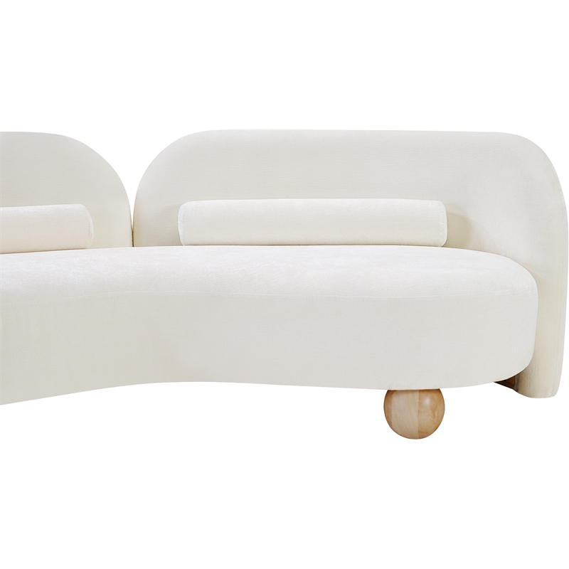 Pemberly Row Modern / Contemporary Cream Chenille Fabric Loveseat