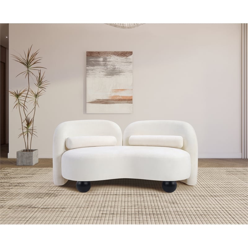 Pemberly Row Modern / Contemporary Cream Chenille Fabric Loveseat