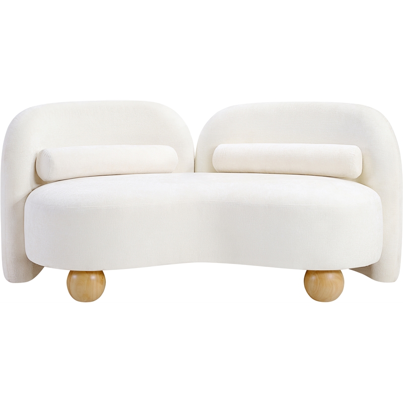 Pemberly Row Modern / Contemporary Cream Chenille Fabric Loveseat