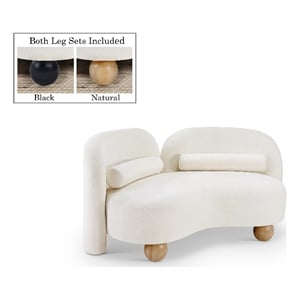 Pemberly Row Modern / Contemporary Cream Chenille Fabric Loveseat