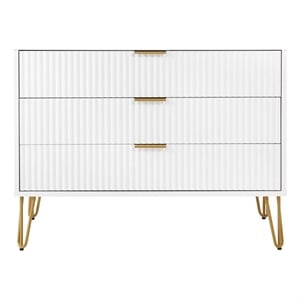 Pemberly Row Modern Engineered Wood Dresser with 3-Drawers in White