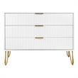 Pemberly Row Modern Engineered Wood Dresser with 3-Drawers in White