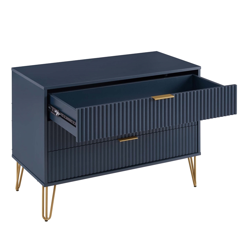 Pemberly Row Modern Engineered Wood Dresser with 3-Drawers in Midnight Blue