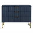 Pemberly Row Modern Engineered Wood Dresser with 3-Drawers in Midnight Blue