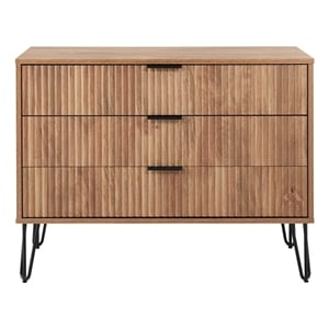 Pemberly Row Modern Engineered Wood Dresser with 3-Drawers in Golden Brown