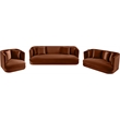 Pemberly Row Modern / Contemporary Cognac Velvet Fabric Loveseat