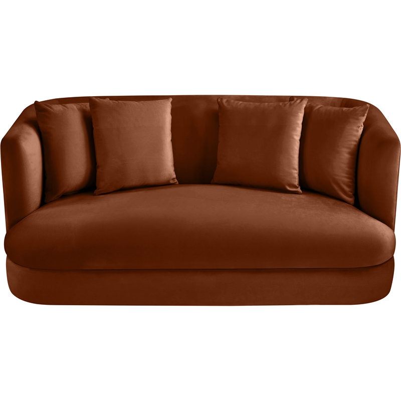 Pemberly Row Modern / Contemporary Cognac Velvet Fabric Loveseat