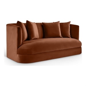 Pemberly Row Modern / Contemporary Cognac Velvet Fabric Loveseat