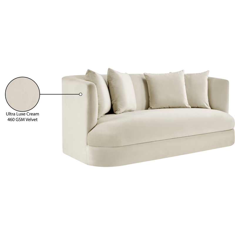 Pemberly Row Modern / Contemporary Cream Velvet Fabric Loveseat