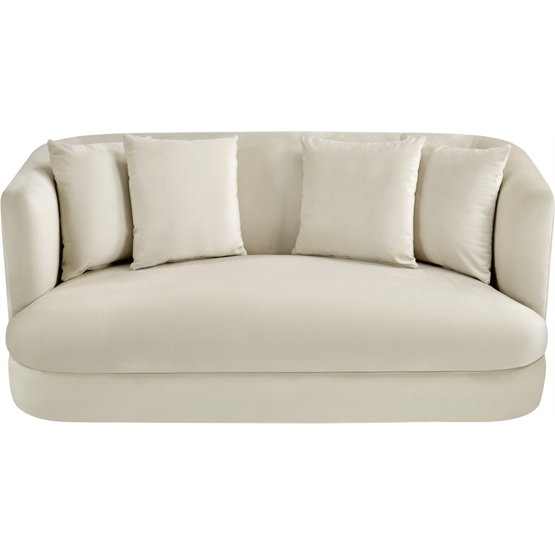 Pemberly Row Modern / Contemporary Cream Velvet Fabric Loveseat