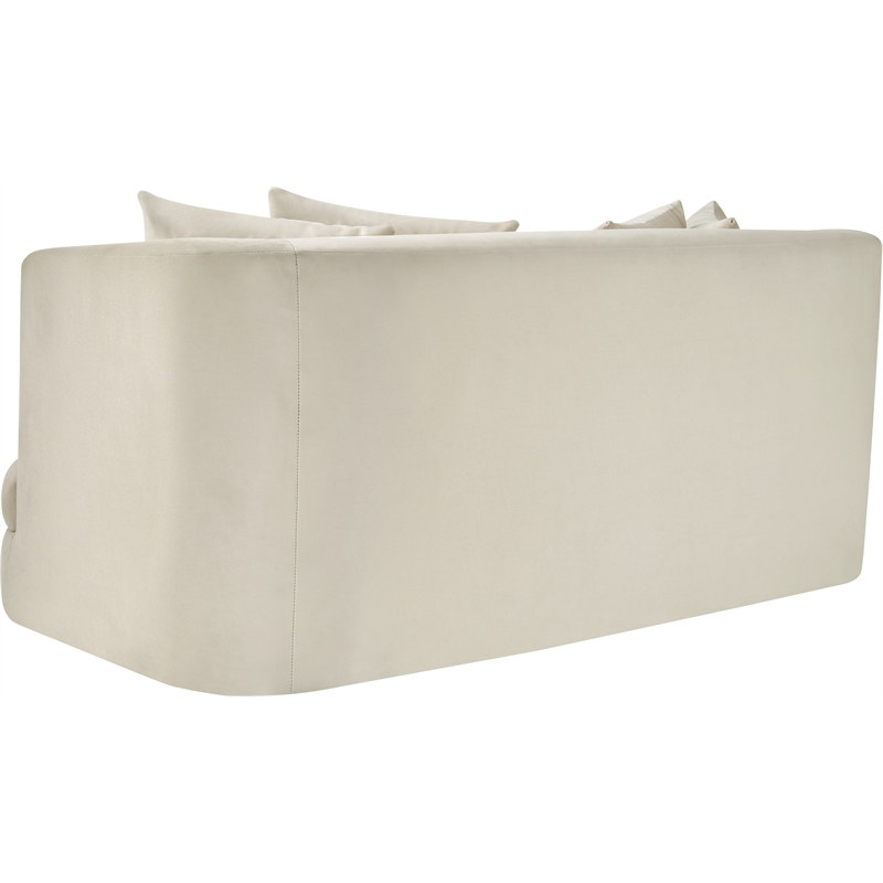 Pemberly Row Modern / Contemporary Cream Velvet Fabric Loveseat