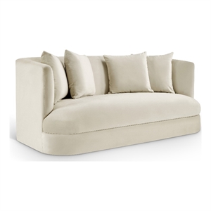 Pemberly Row Modern / Contemporary Cream Velvet Fabric Loveseat