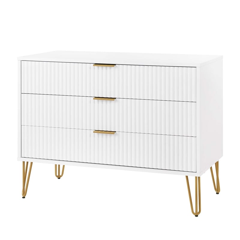Pemberly Row 2-Piece Standard 3-Drawer Dresser and 1.0 Nightstand in White