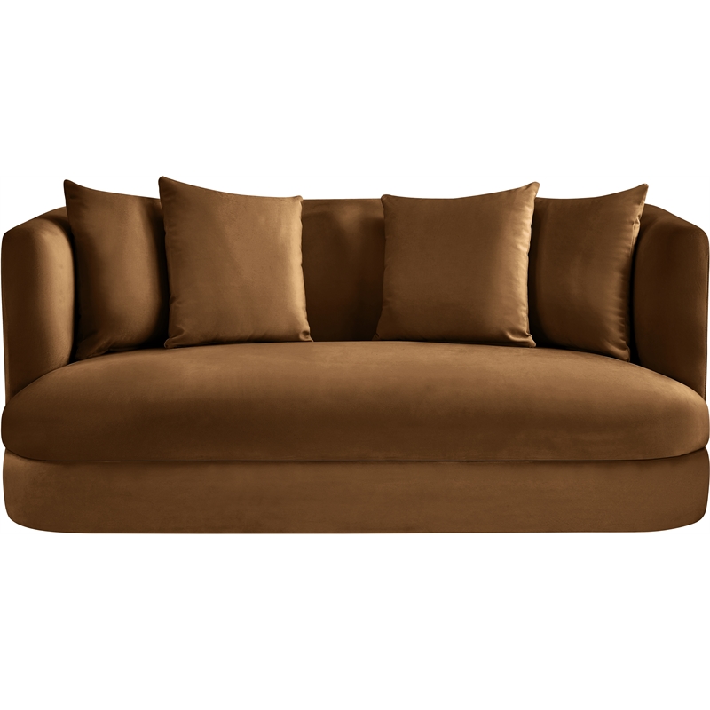 Pemberly Row Modern / Contemporary Saddle Velvet Fabric Loveseat