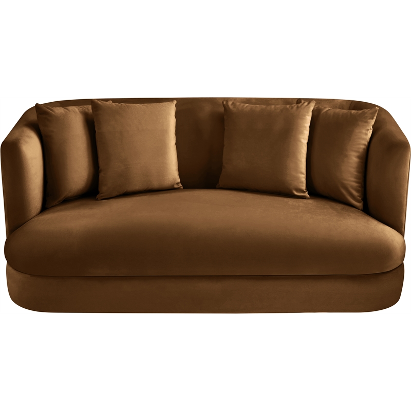 Pemberly Row Modern / Contemporary Saddle Velvet Fabric Loveseat