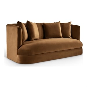 Pemberly Row Modern / Contemporary Saddle Velvet Fabric Loveseat
