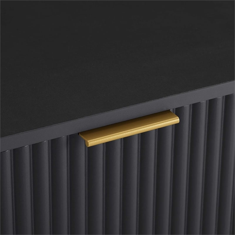 Pemberly Row 2-Piece Standard 3-Drawer Dresser and 1.0 Nightstand in Black