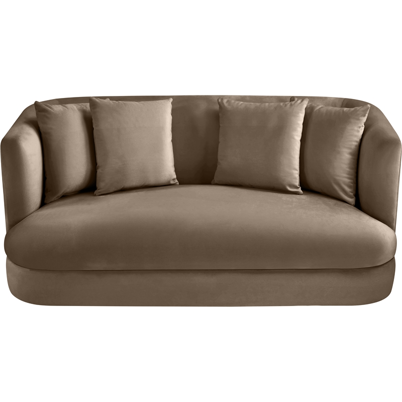 Pemberly Row Modern / Contemporary Taupe Velvet Fabric Loveseat