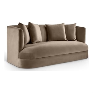 Pemberly Row Modern / Contemporary Taupe Velvet Fabric Loveseat