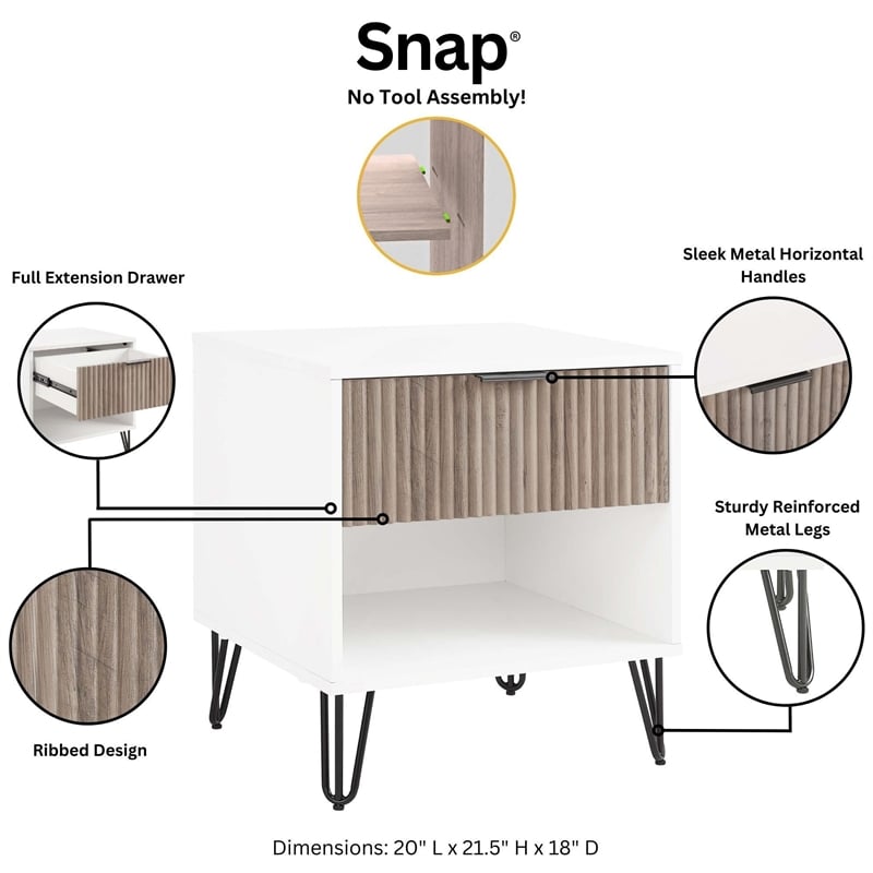 Pemberly Row 2-Piece Standard 3-Drawer Dresser and 1.0 Nightstand in Multi-Color