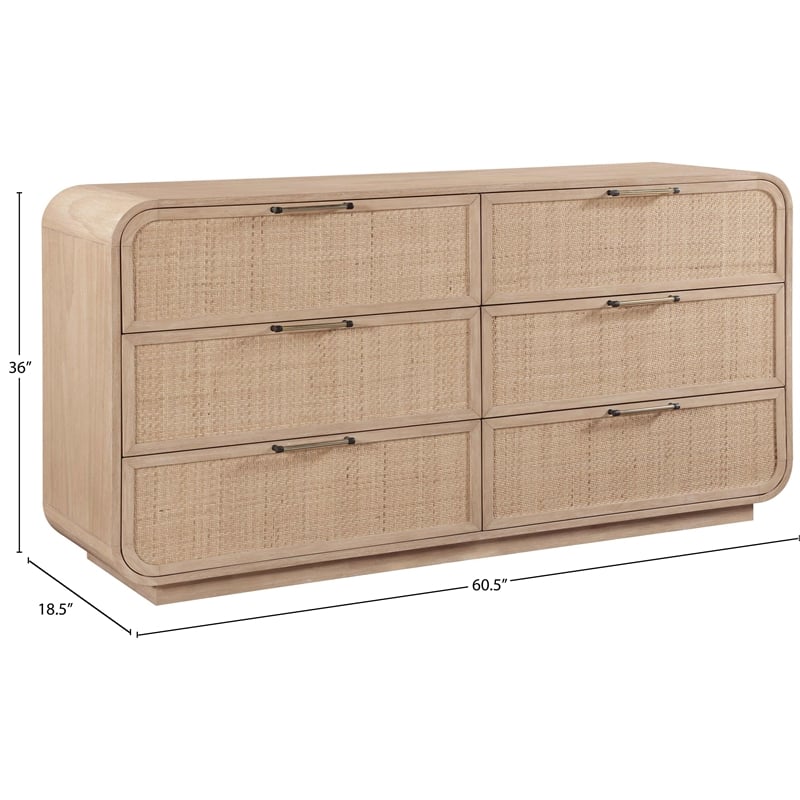 Pemberly Row Modern / Contemporary Natural Solid Wood Dresser